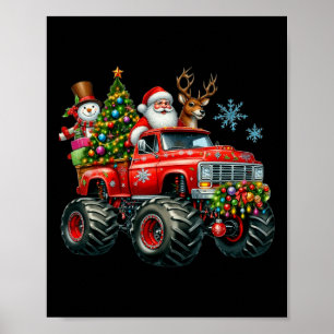 Monster Truck Santa Reindeer Weihnachtsbaum Kinder Poster