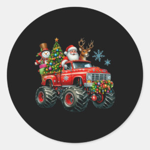Monster Truck Santa Reindeer Weihnachtsbaum Kinder Runder Aufkleber