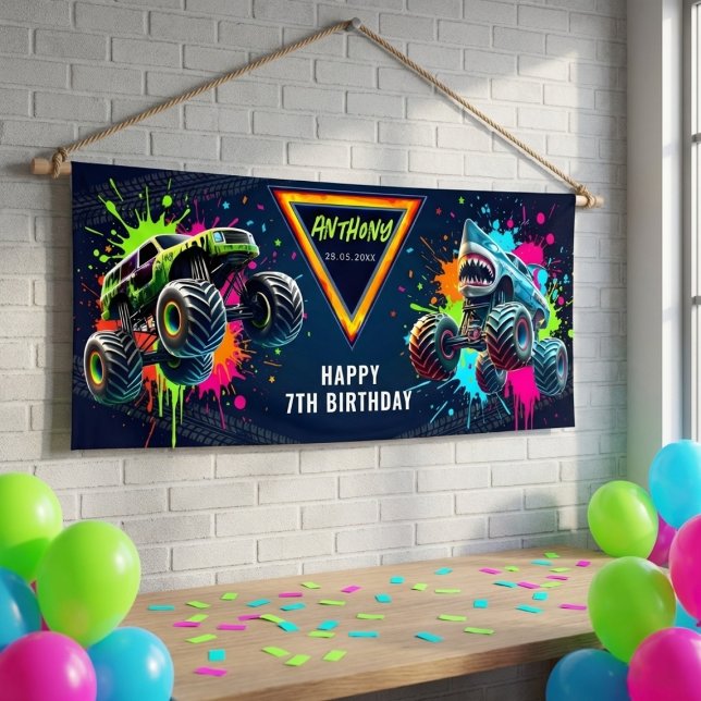 Monster Truck Shark Birthday Banner (Von Creator hochgeladen)