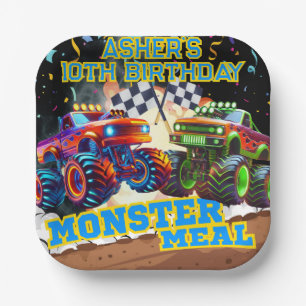 Monster-Truck-Showdown Hochgeschwindigkeits-Rennqu Pappteller