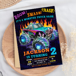 Monster Truck Smash Crash Boy Birthday Party Einladung