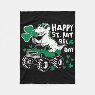 Monster Truck St Patricks Day Dinosaur Glücklicher Fleecedecke