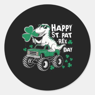 Monster Truck St. Patrick's Day Dinosaur Happy St. Runder Aufkleber