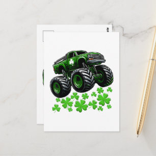 Monster Truck St. Patrick's Day Irisches Glück Postkarte
