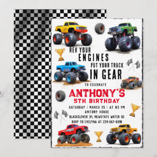 Monster Truck Team Anniversaire Fête Invitation