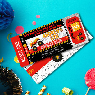 Monster Truck Ticket Geburtstag Einladung