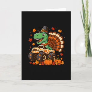 Monster Truck Trex Dinosaur Truthahn Fall Thanksgi Karte