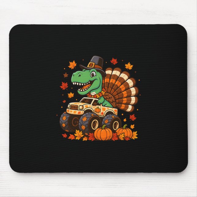 Monster Truck Trex Dinosaur Truthahn Fall Thanksgi Mousepad (Vorne)