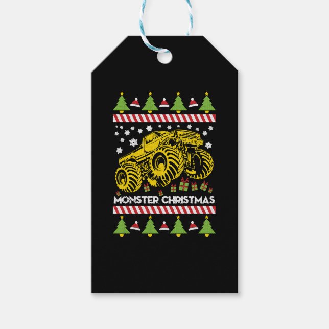 Monster Truck Ugly Christmas Geschenkanhänger (Vorderseite)