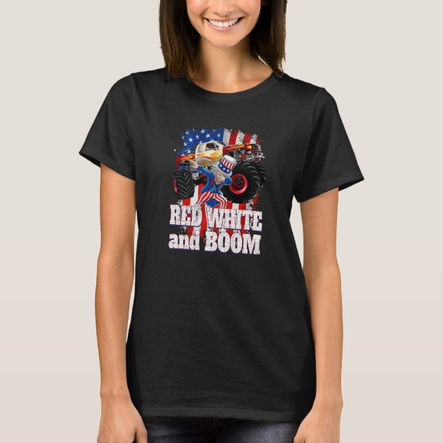 Monster Truck Uncle Sam Red White und Boom T-Shirt (Vorderseite)