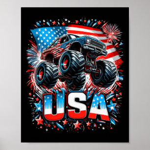 Monster Truck USA Amerikanische Flagge 4. Juli Poster