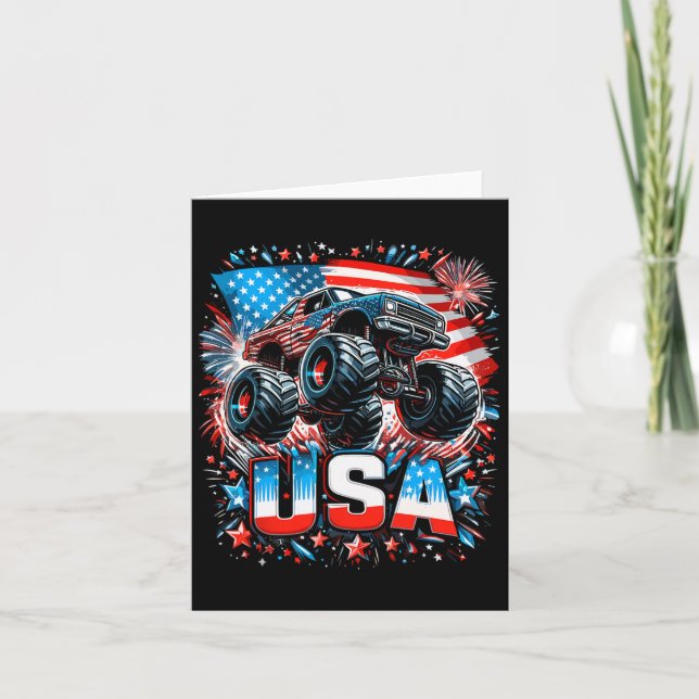 Monster Truck USA Flagge 4. Juli Karte (Vorderseite)
