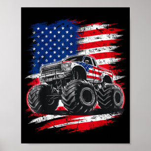Monster Truck USA-Flagge Amerikanisch Poster