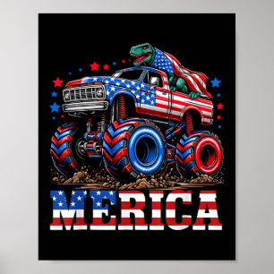 Monster Truck USA-Flagge Patriotische Kleinkinder  Poster