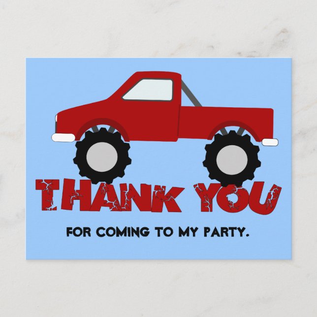 Monster Truck Vielen Dank Postkarte (Vorderseite)