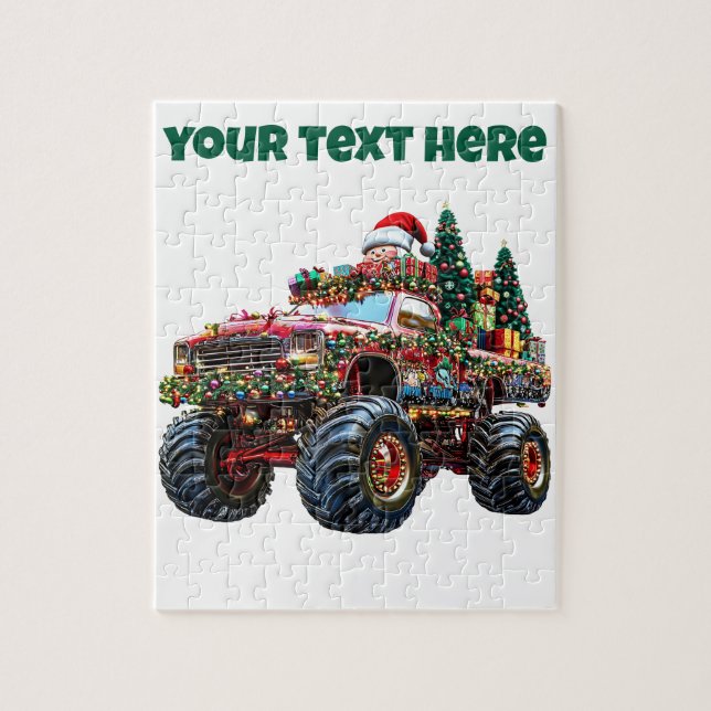 Monster Truck Weihnachten - Editierbares Puzzle (Vertikal)