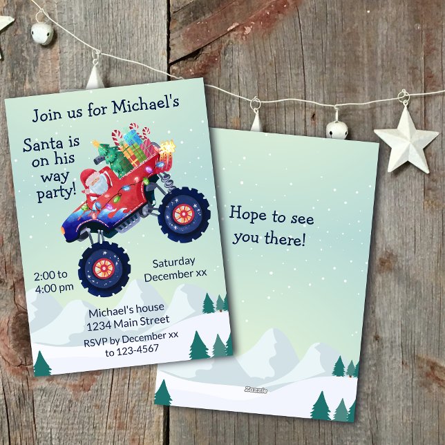 Monster Truck Weihnachten Party Einladung (Von Creator hochgeladen)