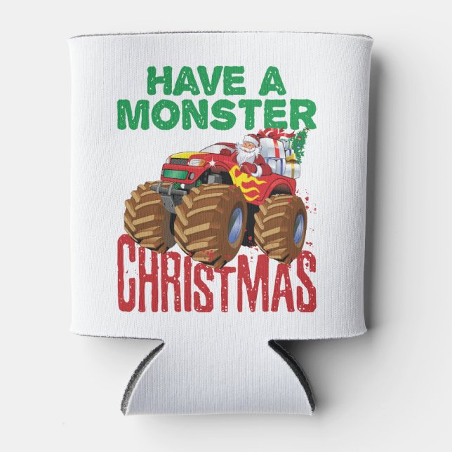 Monster Truck Weihnachten Weihnachtsmann Jungen Kl Dosenkühler (Vorderseite)