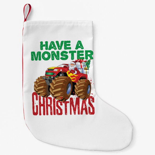 Monster Truck Weihnachten Weihnachtsmann Jungen Kl Kleiner Weihnachtsstrumpf (Vorderseite)