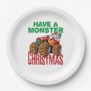 Monster Truck Weihnachten Weihnachtsmann Jungen Kl Pappteller