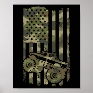 Monster Trucker Retro Monster Truck USA-Flagge 4. Poster