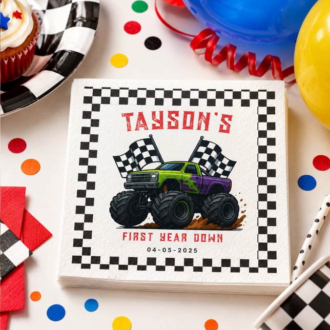Monster Trucks 1. Geburtstag Party Serviette (Monster Trucks 1st Birthday Party Napkins
)