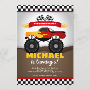 Monster Trucks Anniversaire Invitation pour garçon
