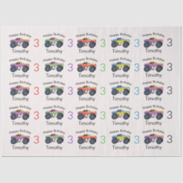 Monster Trucks Boy's Name & Age Geburtstag Seidenpapier