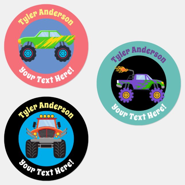 Monster Trucks, DIY Name & Message Labels Etiketten (Gruppe)