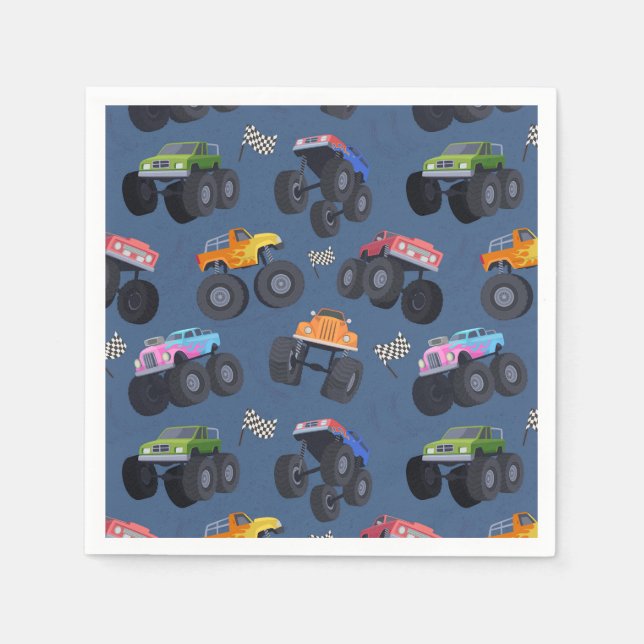 Monster Trucks Geburtstagsparty Blue Serviette (Vorderseite)