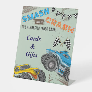Monster Trucks Jungen Geburtstagsfeier Karten & Ge Sockelschild