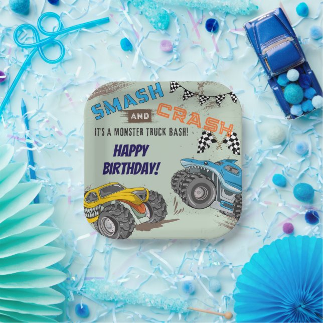 Monster Trucks Jungen-Geburtstagsfeier  Pappteller (Party)