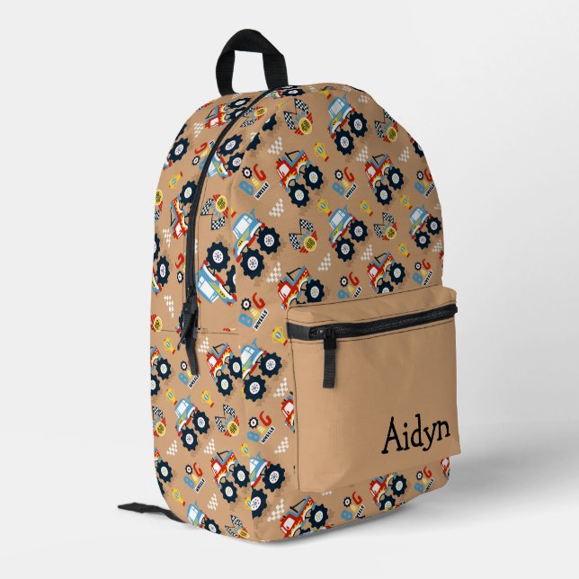 Monster Trucks Personalisiert Bedruckter Rucksack (Rückseitige Ecke links)