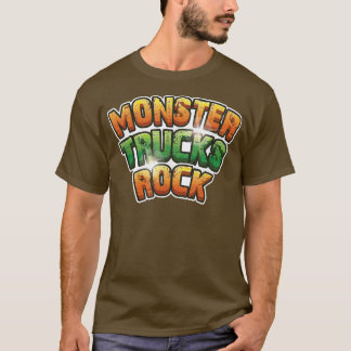 Monster Trucks Rock - Grüner und orangefarbener Ro T-Shirt