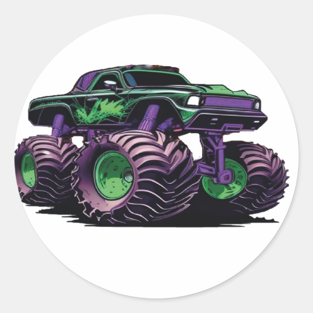 Monster Trucks sind Jam Kids mein Lover Runder Aufkleber (Vorderseite)