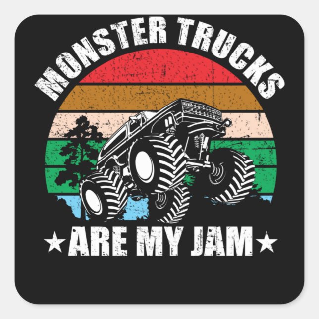 Monster Trucks sind meine Jam Kids Quadratischer Aufkleber (Vorderseite)