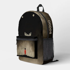 Monster und das Kind in rotem Kleid Bedruckter Rucksack