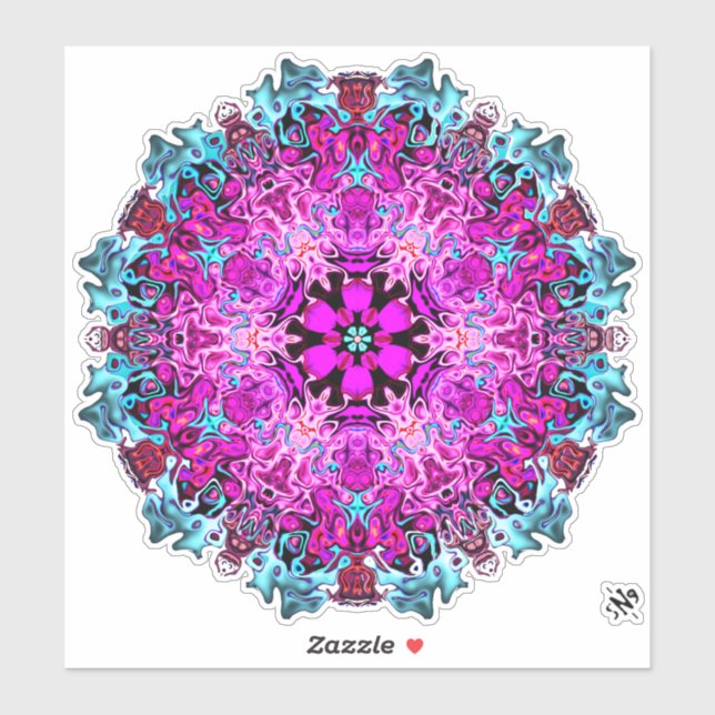 Monster und eine Blume (abstraktes Muster) v1.1 Aufkleber (Blatt)