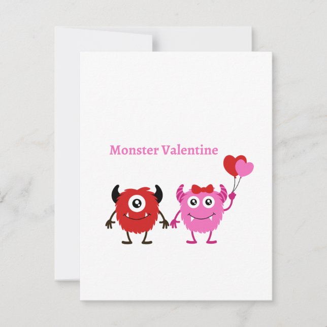 Monster Valentine mit zwei Monstern Feiertagskarte (Vorderseite)