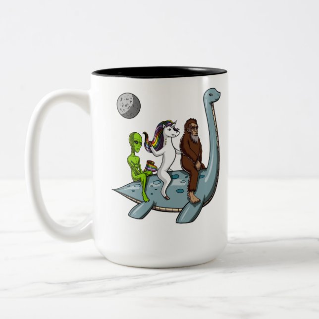 Monster-Wasser-Ski Verschwörungs-Bigfoots Loch Zweifarbige Tasse (Links)