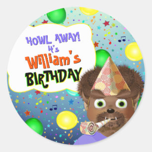 Monster Wolf Sticker Classic Round Party Anniversa