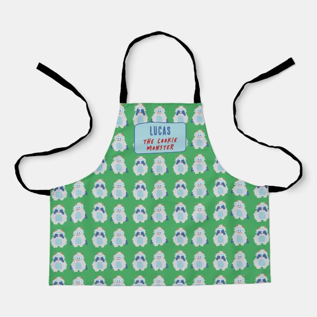 Monster Yeti Retro Weihnachtsmuster Kinder Schürze (Vorderseite)