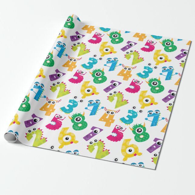 Monster-Zahlenmuster für niedliche Cartoon Geschenkpapier (Ungerollt)