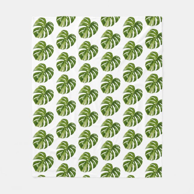 Monstera Albo Fleece-Decke Fleecedecke (Vorderseite)