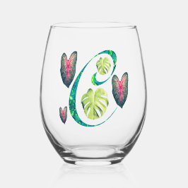 Monstera Alphabet "C" Weinglas Ohne Stiel