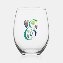 Monstera Alphabet "E" Weinglas Ohne Stiel