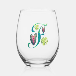 Monstera Alphabet "F" Weinglas Ohne Stiel