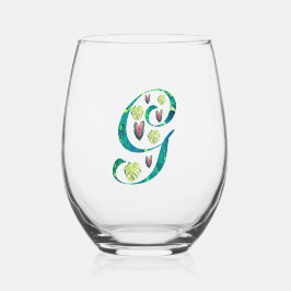 Monstera Alphabet "G" Weinglas Ohne Stiel