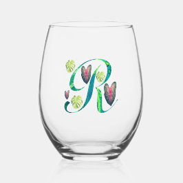Monstera Alphabet "R" Weinglas Ohne Stiel