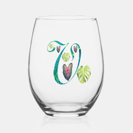 Monstera Alphabet "V" Weinglas Ohne Stiel